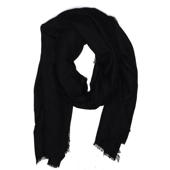LC Lauren Conrad | Black Scarf With Fringe Edges - Picture 1 of 4